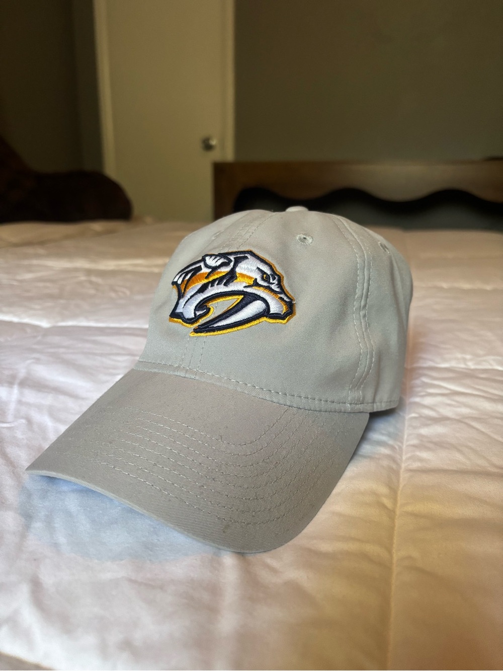 adidas Light Gray/Navy/Yellow NHL Logo Dad Hat